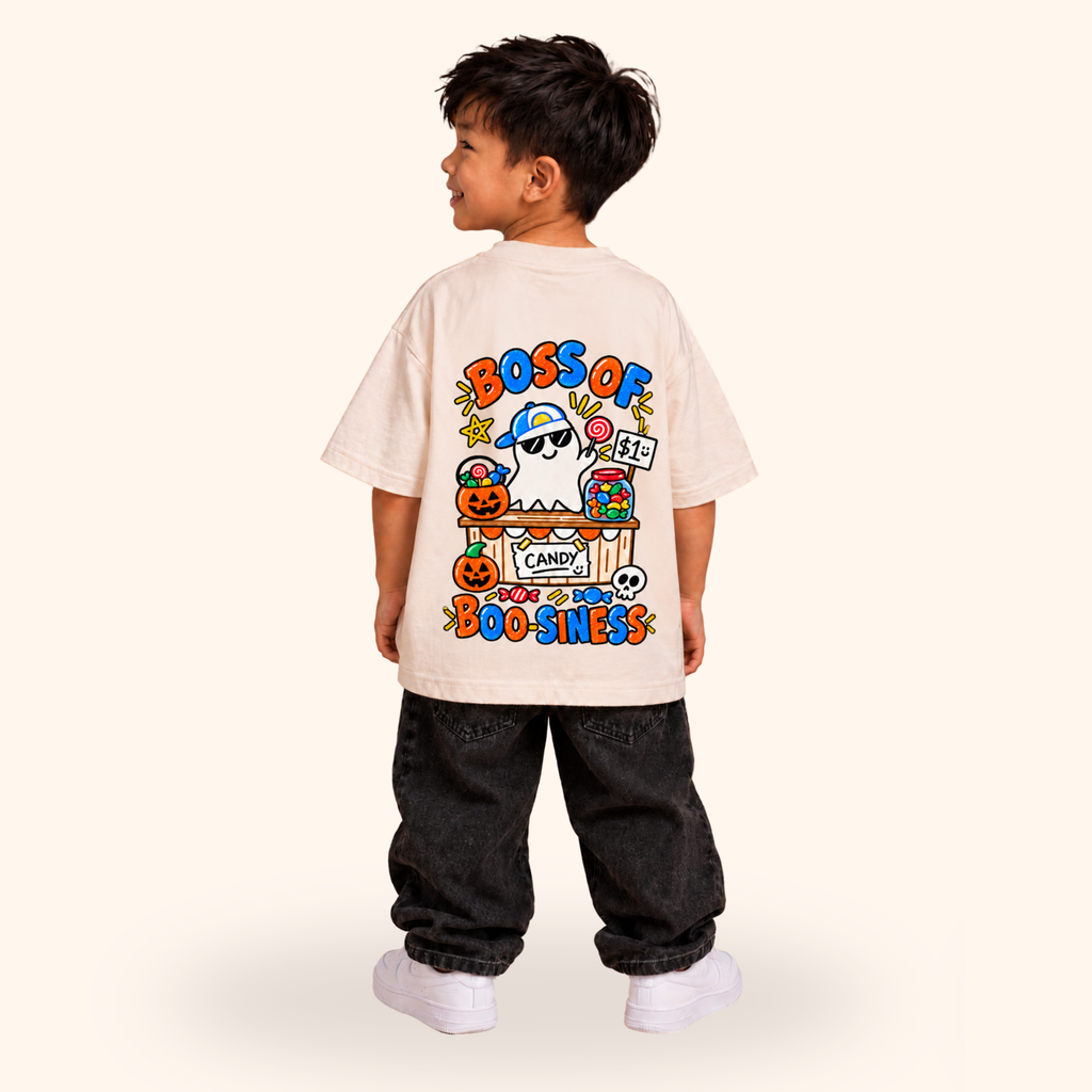 Boss of Boo-Siness Oversized Halloween Unisex T-Shirt for Kids