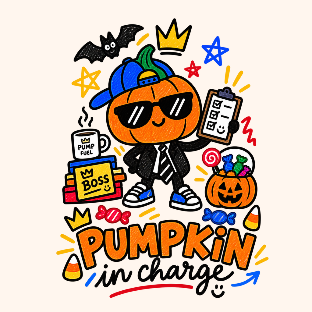 Pumpkin in charge Oversized Halloween Unisex T-Shirt for Kids