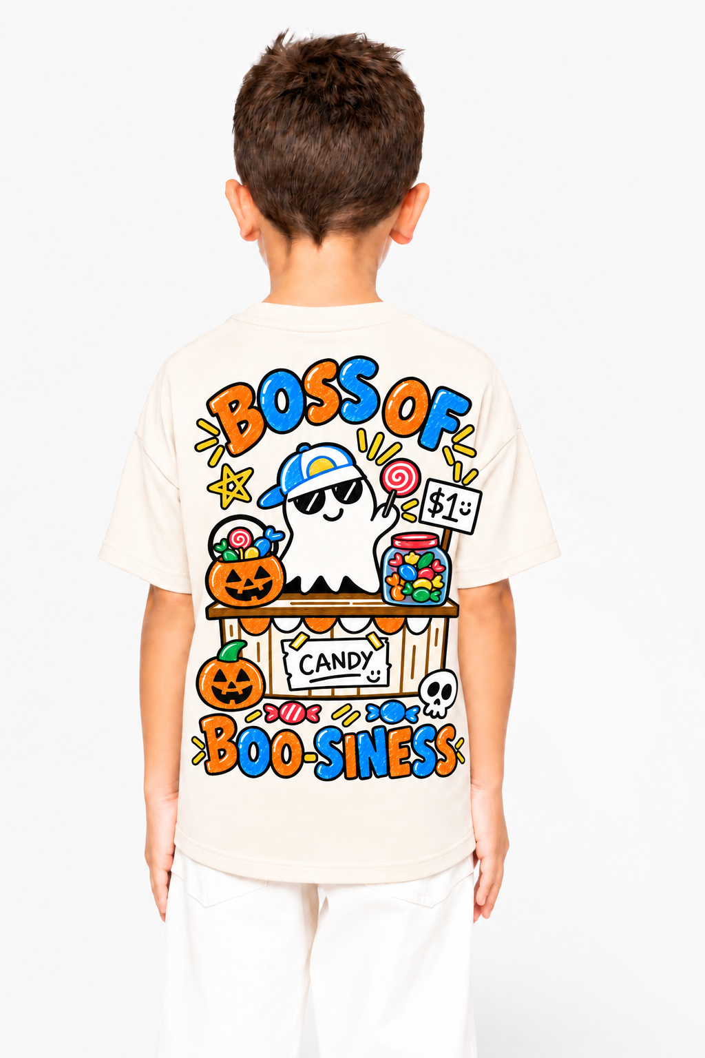 Boss of Boo-Siness Oversized Halloween Unisex T-Shirt for Kids