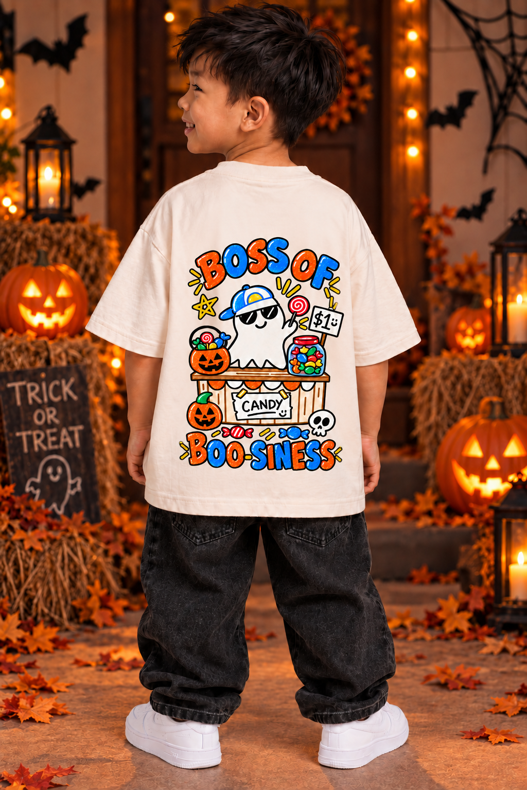 Boss of Boo-Siness Oversized Halloween Unisex T-Shirt for Kids